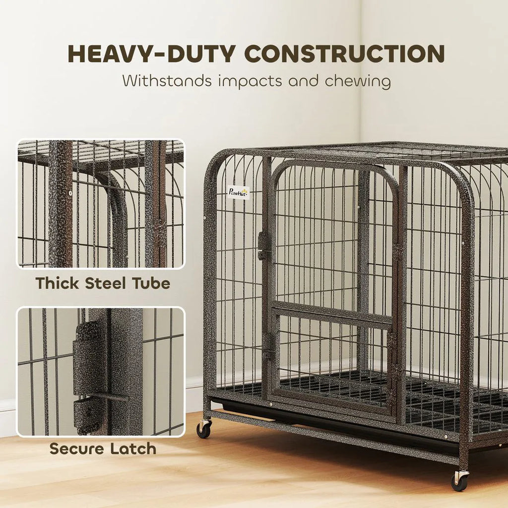 PawHut Heavy Duty Dog Crate,93 x 58 x 76 cm, Large Dog Cage for Small to Medium Breeds