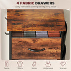 Chest of Four Fabric Drawers - Rustic Brown