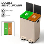 56L Dual Compartment Stainless Steel Bin, with Deodoriser Holders - Gold Tone