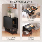 Four-Person Drop Leaf Table - Black Wood-Effect