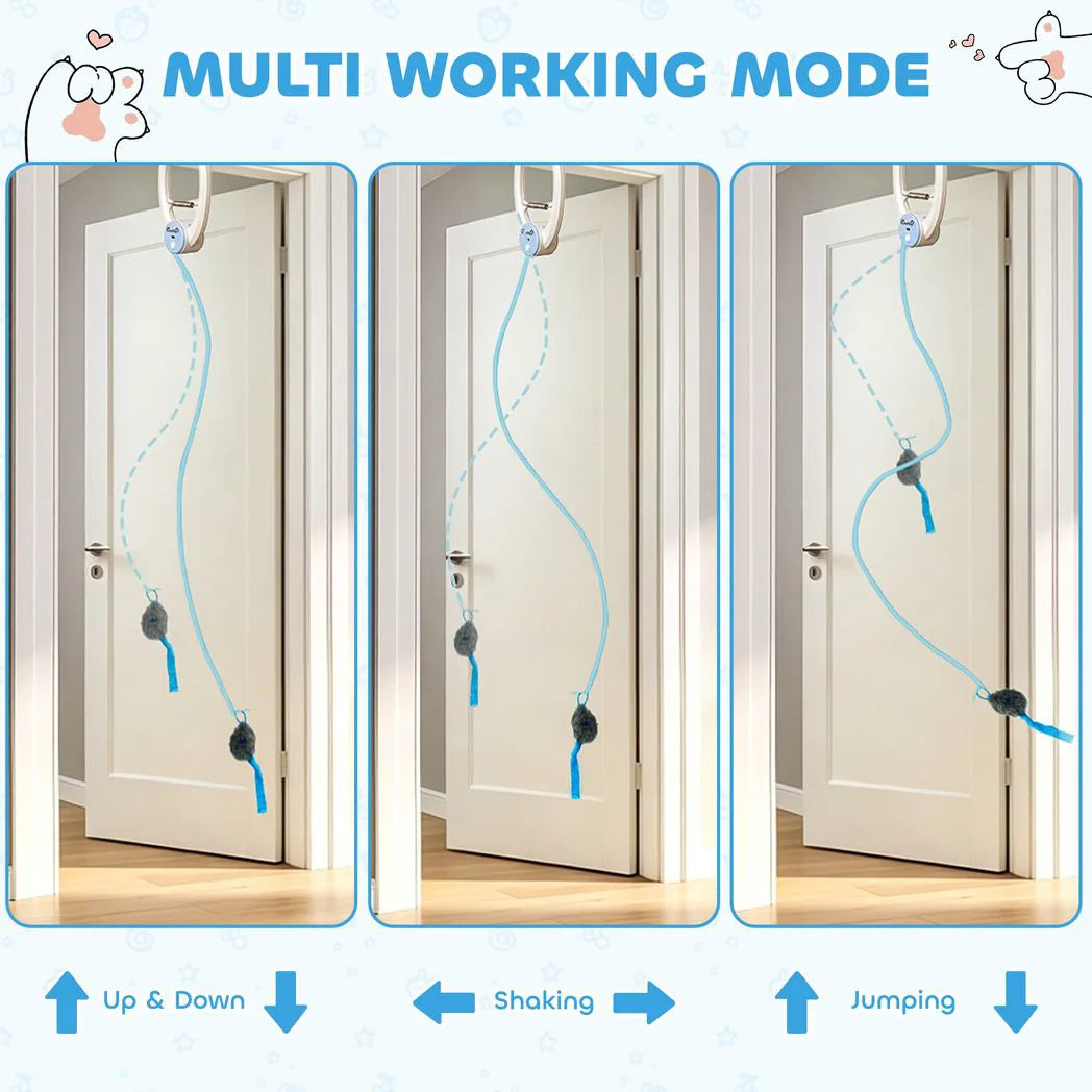 PawHut Interactive Cat Toys for Indoor Kittens & Adult USB Rechargeable Door Hanging Bouncing Mouse Teaser