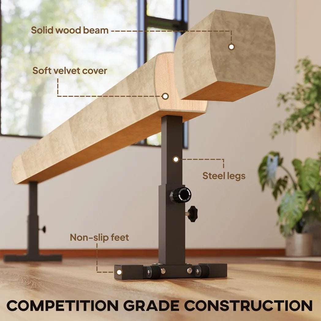 7.5ft Adjustable Balance Beam, Gymnastics Beam with Wheels, Gymnastics Equipment for 6 Years Old Training