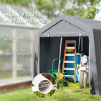 Outsunny 8 x 6.5 ft Outdoor Garden Storage Shed, Waterproof Bike Tent with Double Roll-up Zipper Door for Garden Tools, Dark Grey