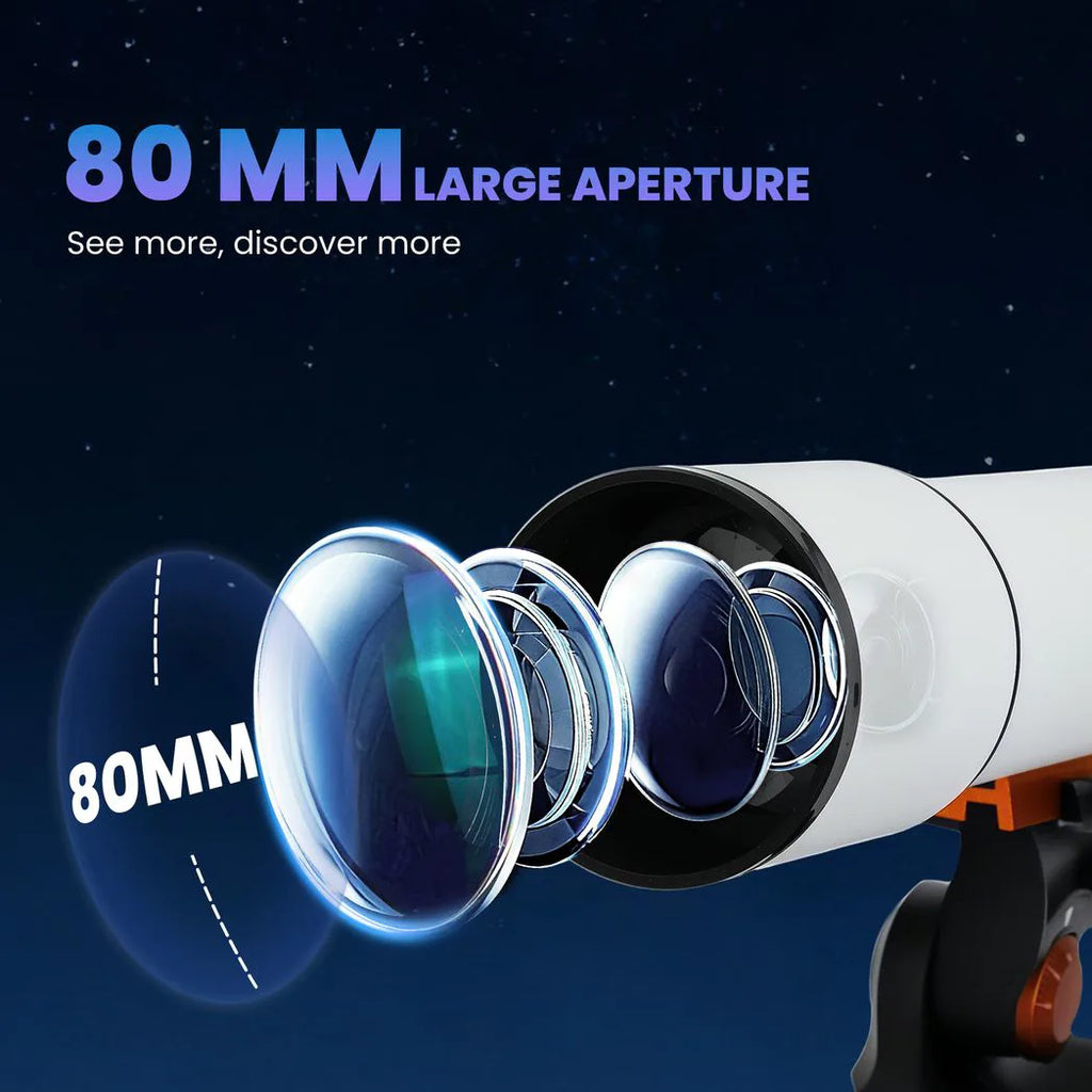 Outsunny Astronomy Telescope for Adults and Beginners with 80 mm Aperture, Carry Bag, White