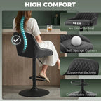 Bar Stools Adjustable Swivel Kitchen Chairs with Backrest Set of 2 for Kitchen Island Black