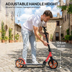 One-click Folding Kick Scooter for 14 w/ Adjustable Handlebar, Push Scooter with Kickstand, Dual Brake System, Red