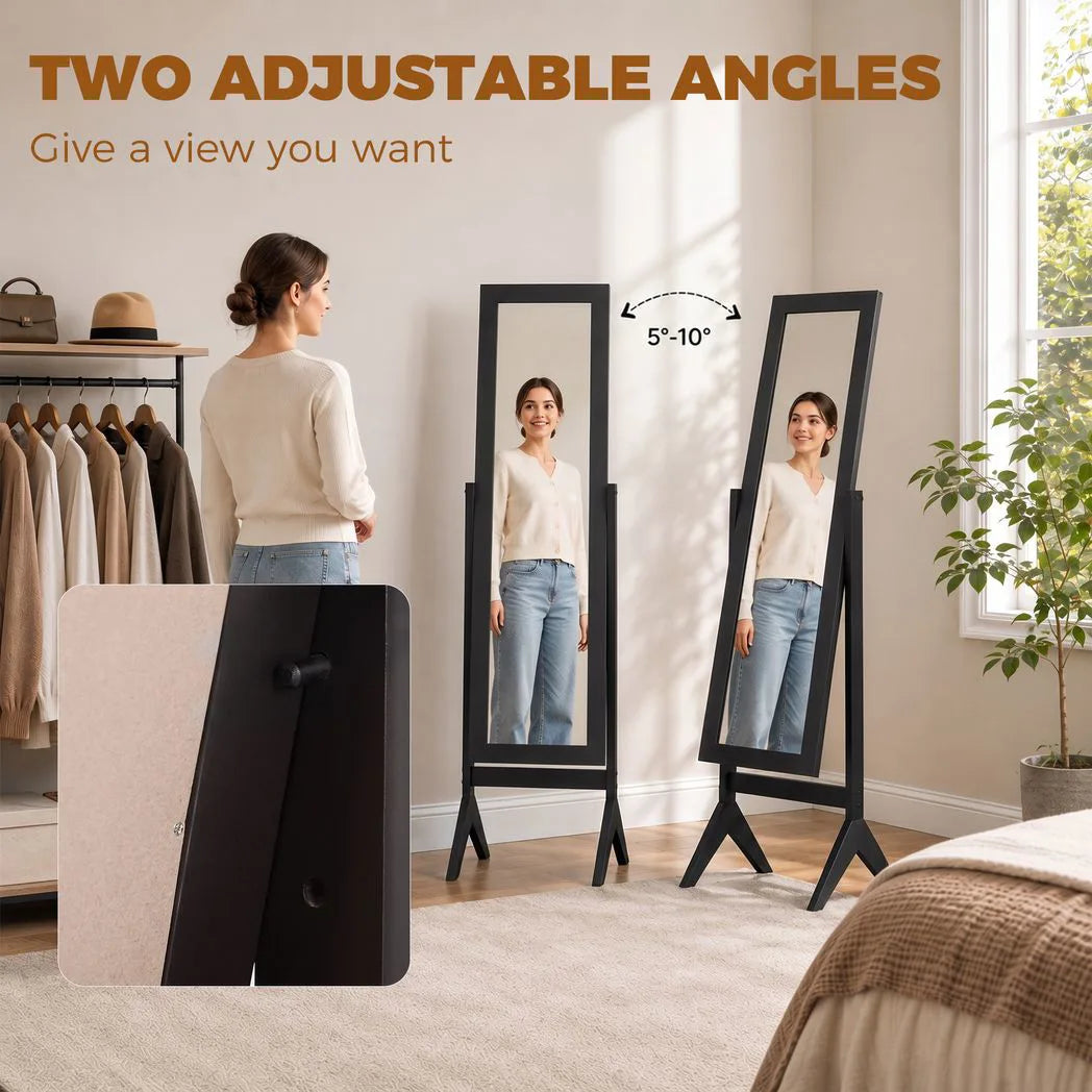 Freestanding Adjustable Angle Dressing Mirror, Full Length Mirror for Bedroom, Living Room, 148 x 47 cm, Black