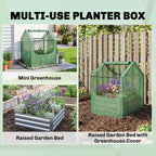 Outsunny 61 x 61cm Garden Planter Bed, with Cover - Green and Silver