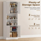 170 cm Kitchen Pantry Cabinet, Freestanding Storage Cabinet with Soft-Close Hinges, White Wood Effect