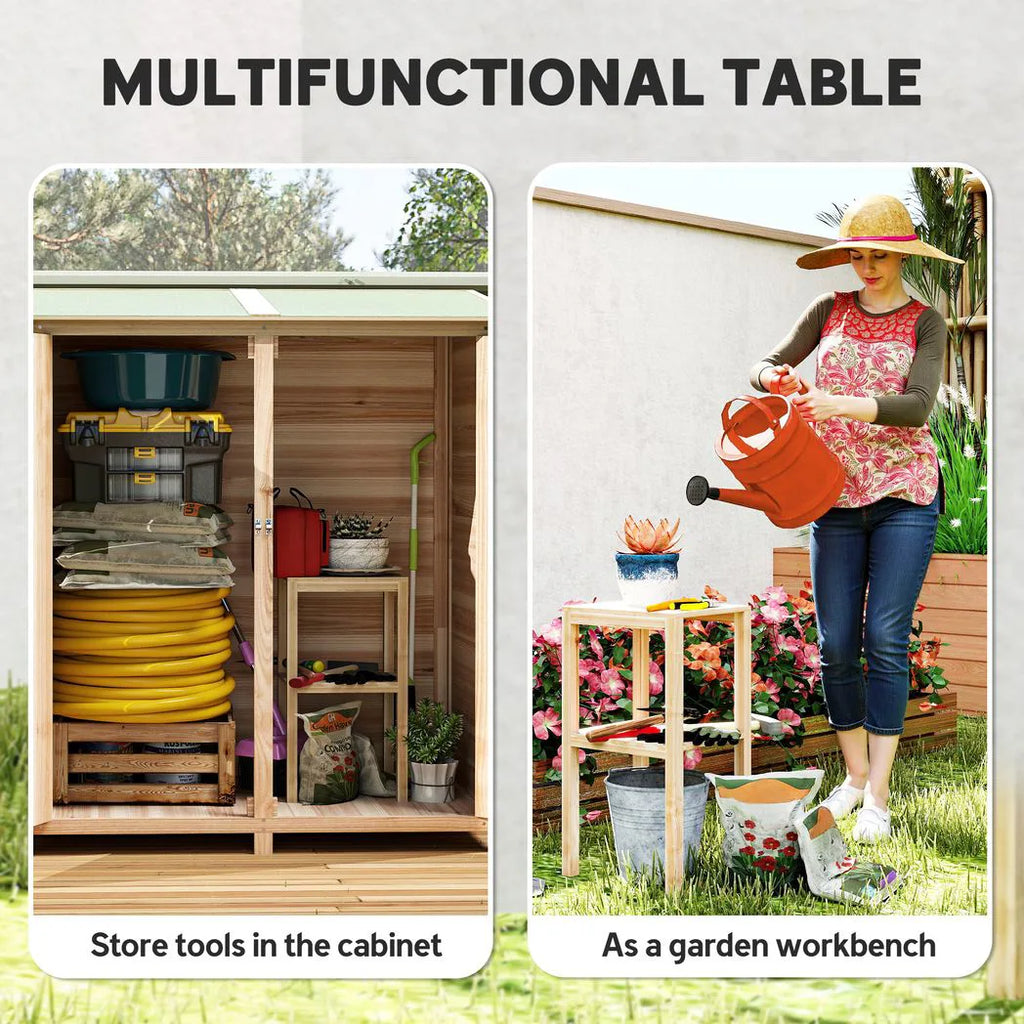 Outsunny 140 x 75 Fir Wood Garden Shed, with Asphalt Roof - Natural