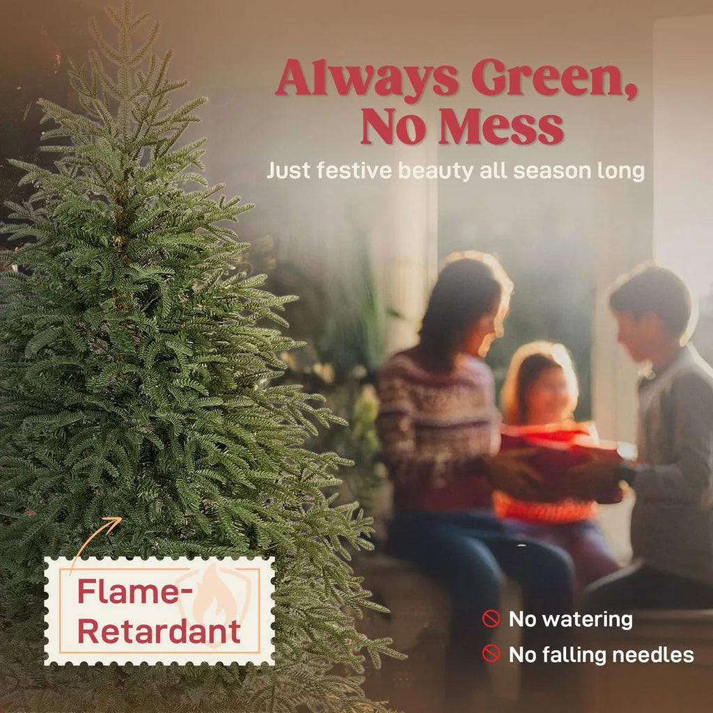 HOMCOM 5 ft Full Spruce Christmas Tree with Realistic Dense Tips, Easy Assembly - Green