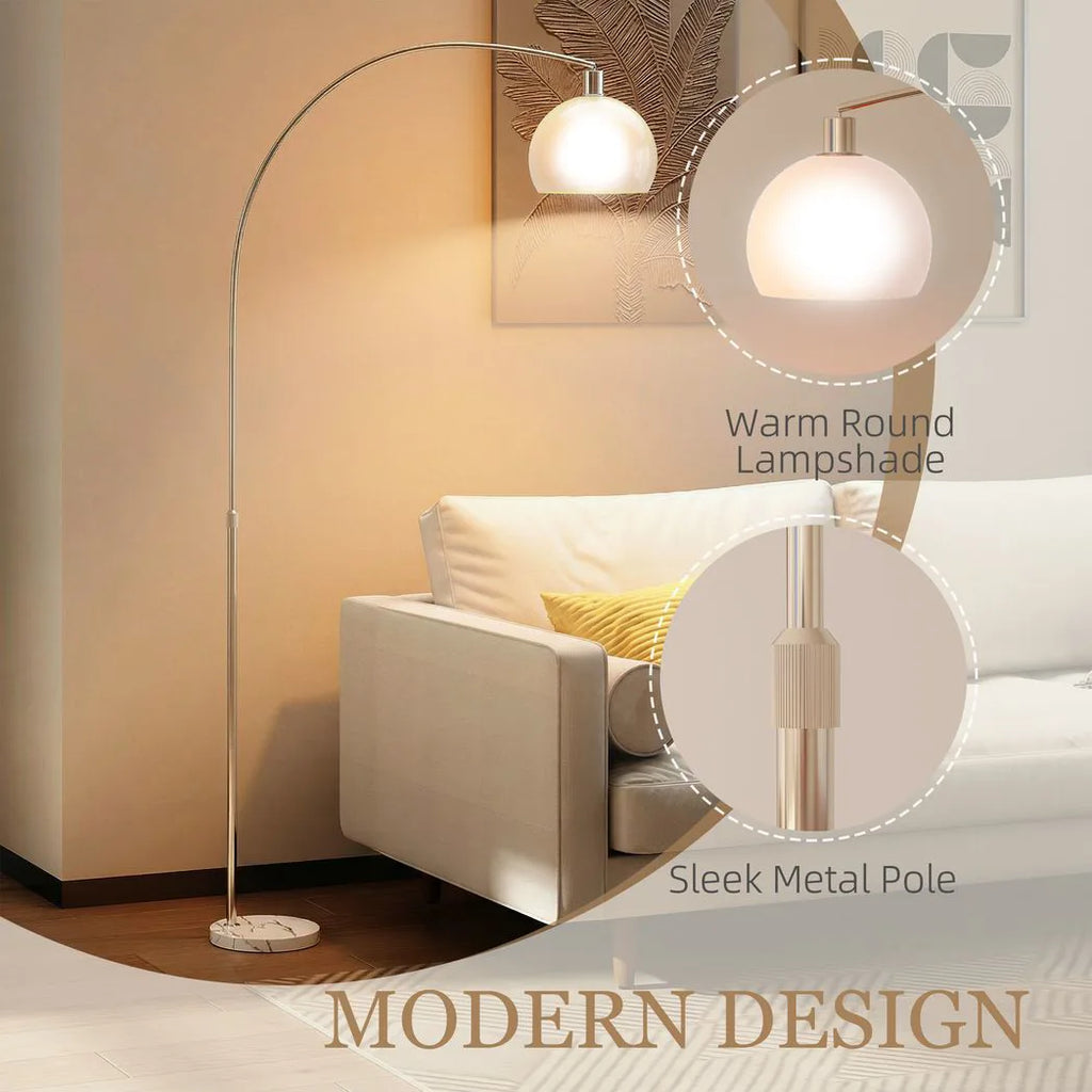 Floor Lamp for Living Room, Modern Standing Lamp with Shade & Foot Switch for Bedroom, Office, White