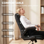 Linen-Look Computer Desk Chair, Executive Office Chair with Flip-Up Armrests and Thick Cushion, Black
