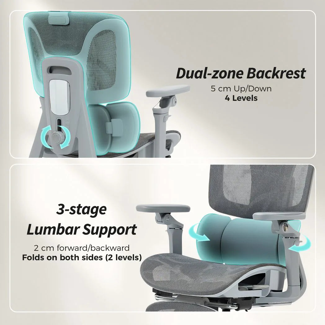 Ergonomic Office Chair, High Back Mesh Desk Chair, Grey