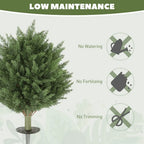 60 cm Artificial Cypress Tree with Ground Stake, Set of 2 Artificial Plants for Indoor & Outdoor, UV Resistant, Green