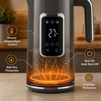 Electric Kettle, 1.7L Fast Boil 3000W Water Kettle with LED Display, Adjustable Temperature, Keep Warm Function, Grey