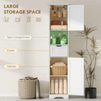Slim Bathroom Storage Cabinet, with Sensor Lights - White