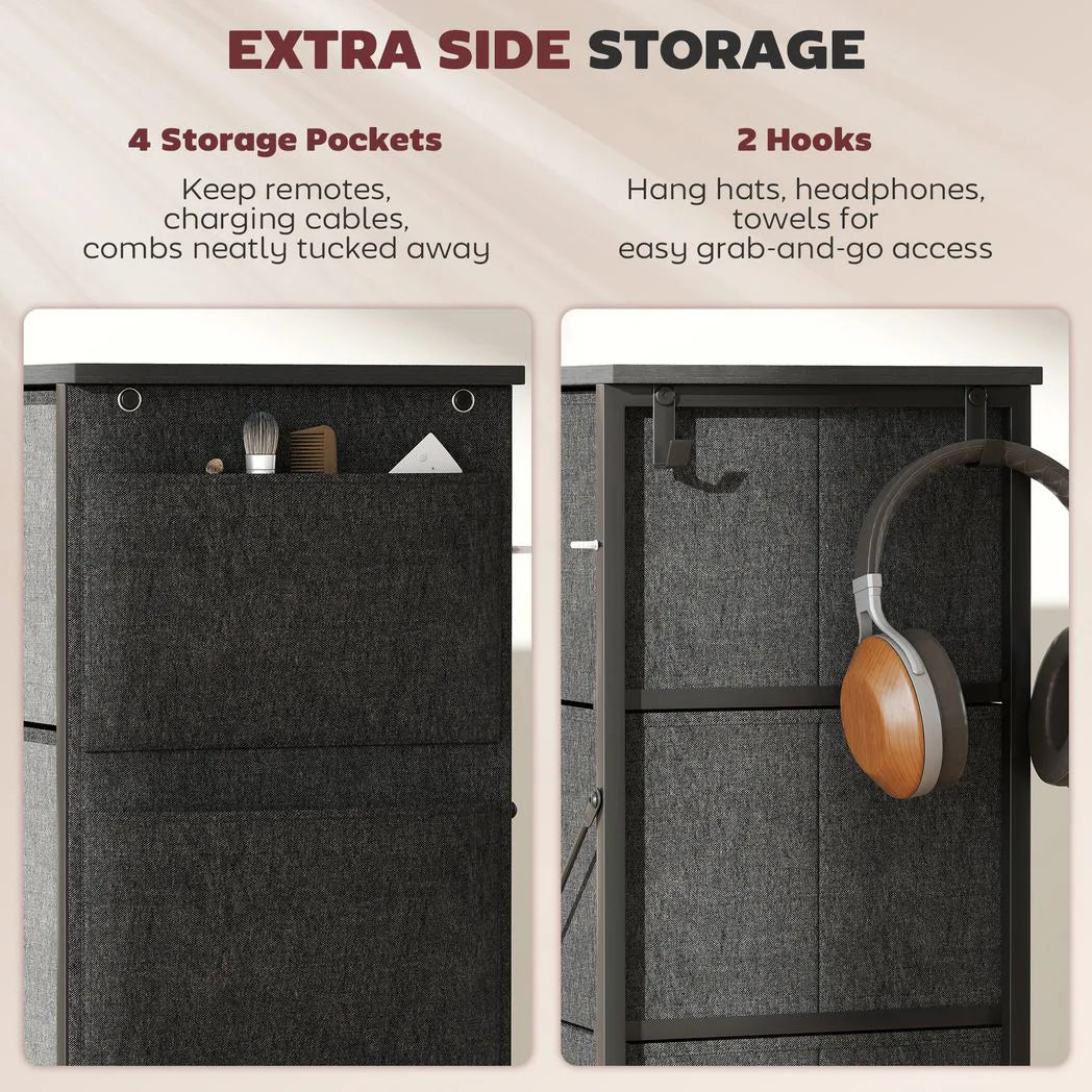 Chest of Four Fabric Drawers - Charcoal Grey