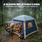 Outsunny Inflatable Camping Tent with Hand Pump, Easy Setup 1/2 Person Blackout Blow Up Tent, Dark Blue