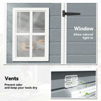 Outsunny 10 x 4 ft Resin Garden Shed, Outdoor Storage Shed with Floor, Windows, Lockable Doors and Vents, Grey