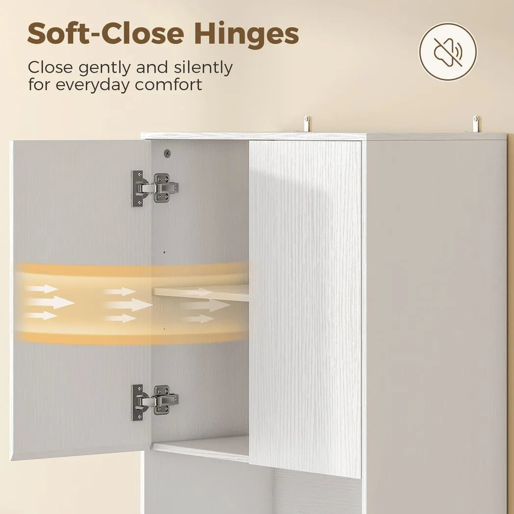 170 cm Kitchen Pantry Cabinet, Freestanding Storage Cabinet with Soft-Close Hinges, White Wood Effect