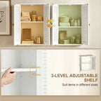 Bathroom Cabinet, Bathroom Wall Cabinet with Louvered Doors and Adjustable Shelf Storage for Kitchen, White