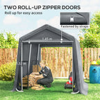 Outsunny 8 x 6.5 ft Outdoor Garden Storage Shed, Waterproof Bike Tent with Double Roll-up Zipper Door for Garden Tools, Dark Grey