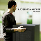 Outsunny 97L Plastic Garden Storage Box, Outdoor Storage Box with Handles, Waterproof Outdoor Storage Container, Black