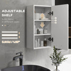 kleankin Bathroom Wall Cabinet, High Gloss Bathroom Storage Cabinet with Soft-Close Door, 3 Shelves, Adjustable Shelf, White