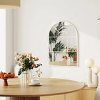 90 X 61cm Arched Grid Mirror - White