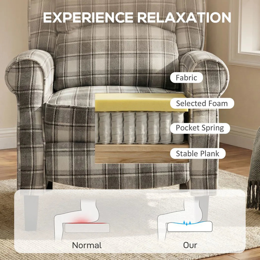 160° Reclining Armchair, with Footrest - Grey and White