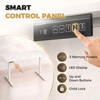 Standing Desk Memory Control Height Adjustable Desk 2 Cable Holes LED Display Sit Stand Desk White