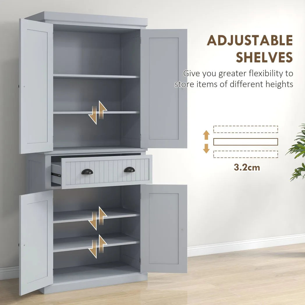 Multi-Storage Mid-Century Kitchen Cabinet - Grey