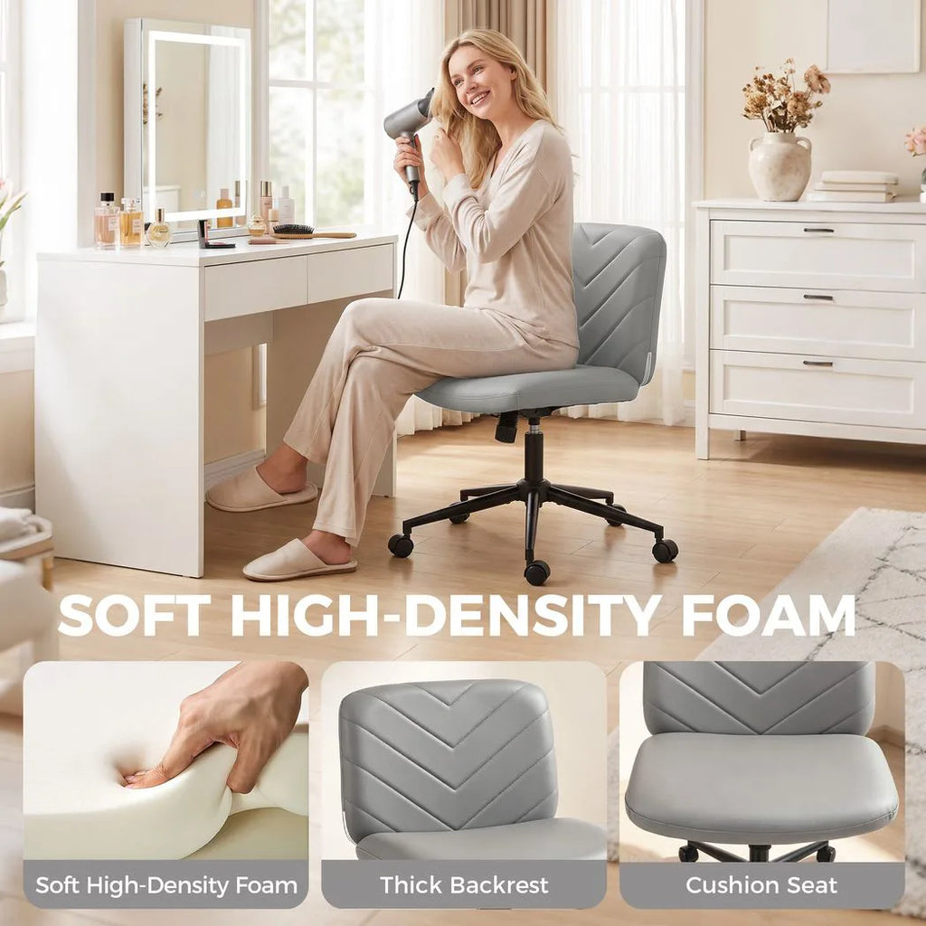 Home Office Desk Chair Height Adjustable Swivel Chair Cross Legged Wide Seat Swivel Wheels Grey
