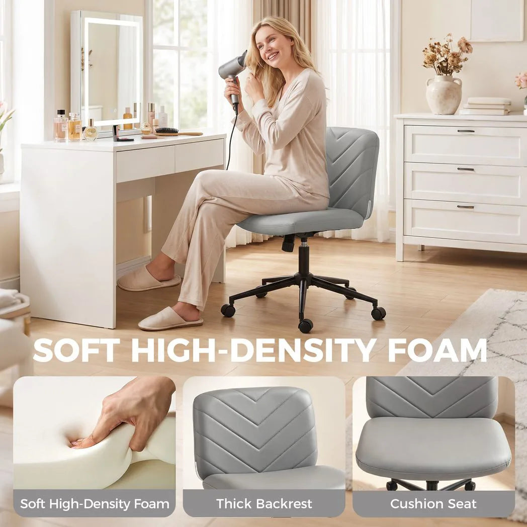 Home Office Desk Chair Height Adjustable Swivel Chair Cross Legged Wide Seat Swivel Wheels Grey