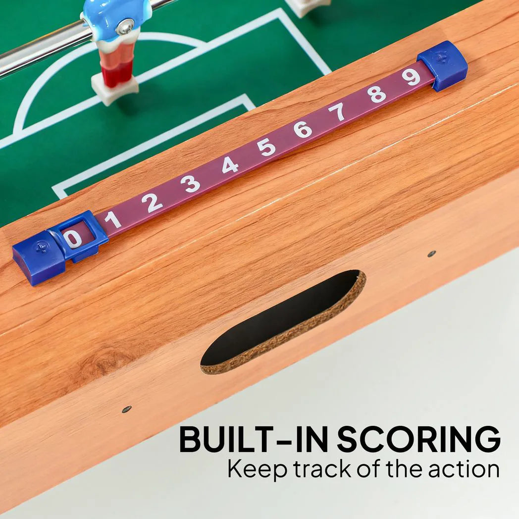 SPORTNOW 20 in Table-top Football Table with Stainless Steel Rods, Compact Foosball Table for Kids and Adults, All-Inclusive Foosball Game Set for Indoor, Nature Wood Finish