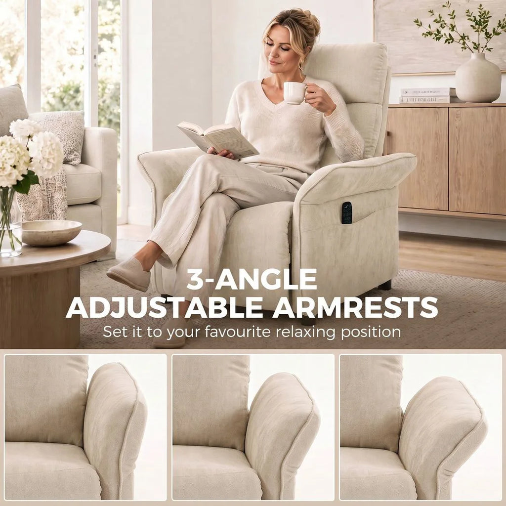 Push-Back Recliner with Massage & Heat — Beige