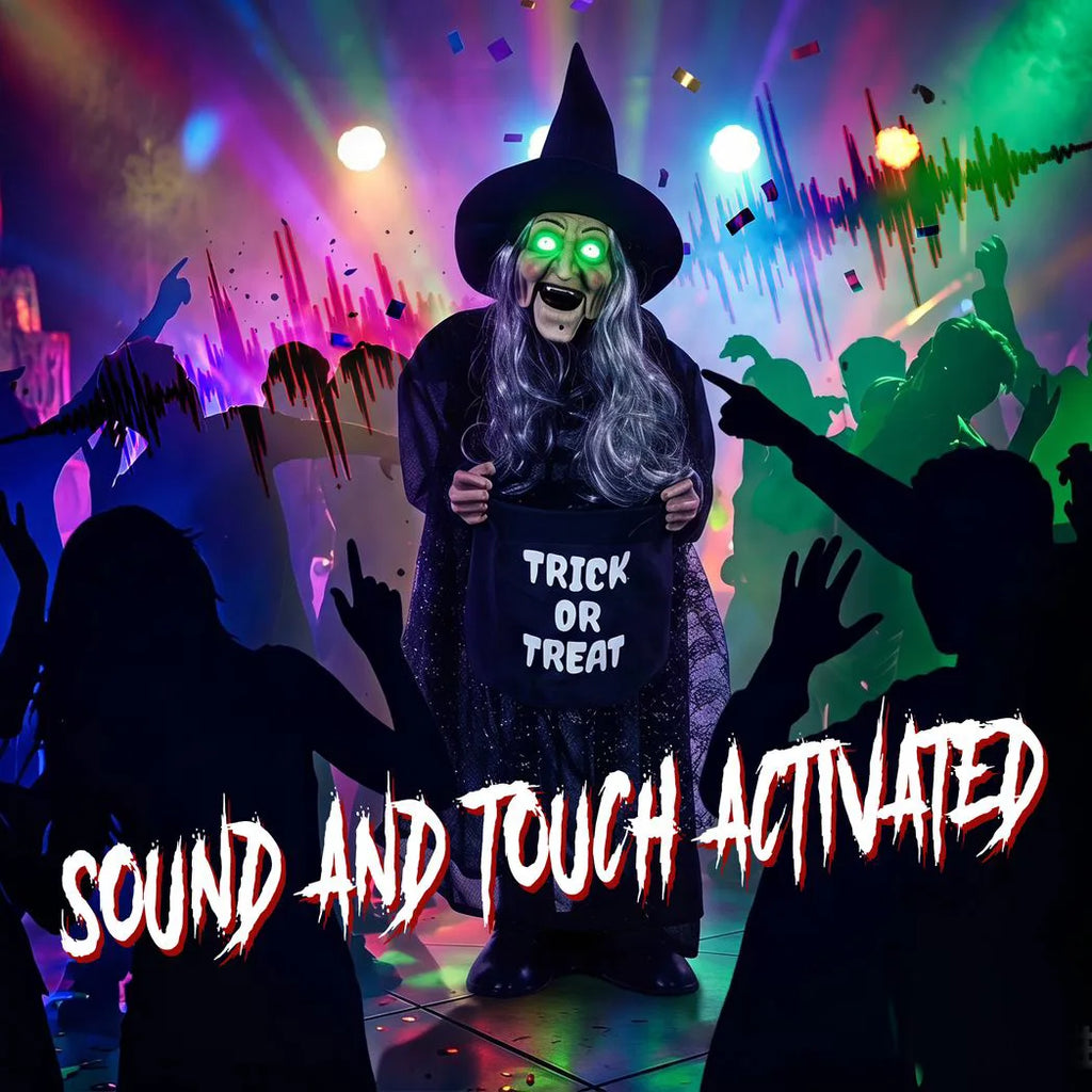 Animated Halloween Witch with Light-Up Eyes — 94cm