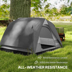 Outsunny Camping Tent, Easy Set Up 2-3 Man Tent with Sewn-in Groundsheet, 3000 mm Dome Tent with Mesh Windows, Dark Grey