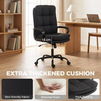 Double Padded Linen-Look Office Chair - Black
