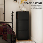 Slim Bedside Table with 2 Drawers — Black, 25cm Wide