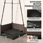 Outsunny Raised Bed for Garden, Raised Garden Bed Planter Box with Trellis, Self Watering, Drainage Holes and Plugs