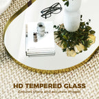 Wall Mirror, Bathroom Mirror with Elevated Aluminium Alloy Frame, 60 x 90 cm, Gold Tone
