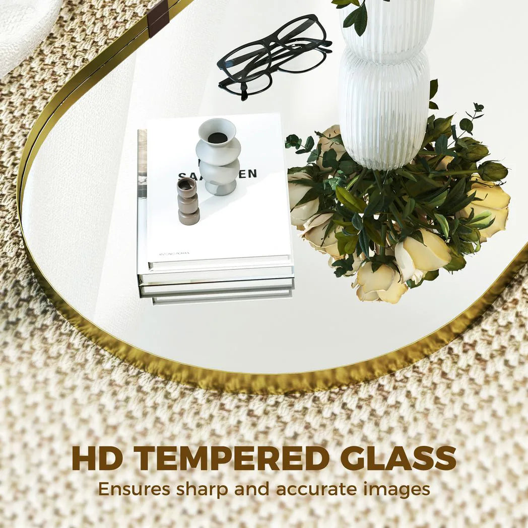 Wall Mirror, Bathroom Mirror with Elevated Aluminium Alloy Frame, 60 x 90 cm, Gold Tone