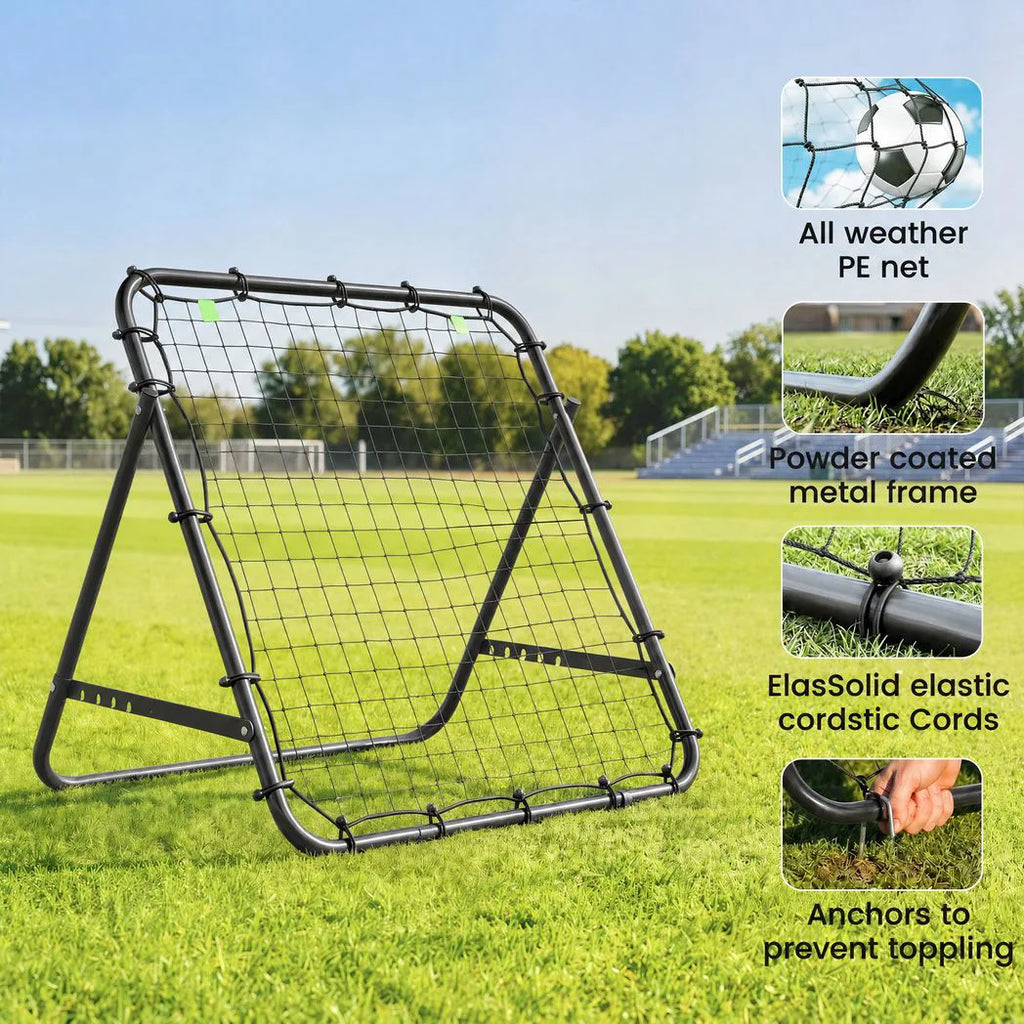 Adjustable Rebounder Net Kickback Target Goal for Teens Adults Training, Black