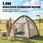 Outsunny Inflatable Camping Tent with Rainfly, 2-3 Man Air Tent 3000mm Waterproof Blow Up Tents, Beige