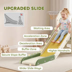 AIYAPLAY Foldable 5 in 1 Toddler Slide with Ladder, Climbing Wall, Basketball Hoop, Storage and Basketball for 1-3 Years, Cream