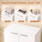 120 cm Tall Storage Cabinet Cupboard, 3-Tier File Organiser Wooden Filing Cabinet, White