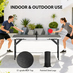 SPORTNOW 5ft Mid-Size Table Tennis Table, Ping Pong Table with Net, 2 Table Tennis Paddles and 3 Balls for Indoor Game, Black