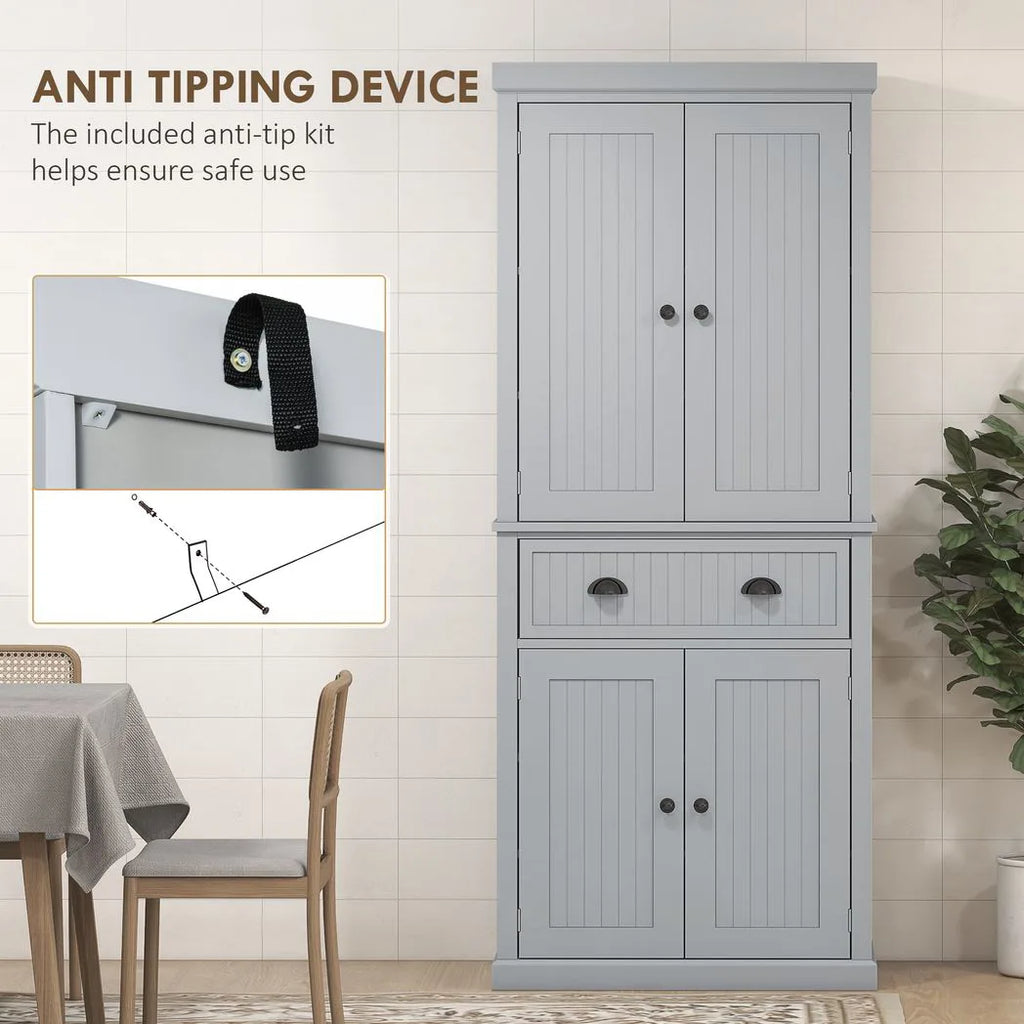 Multi-Storage Mid-Century Kitchen Cabinet - Grey